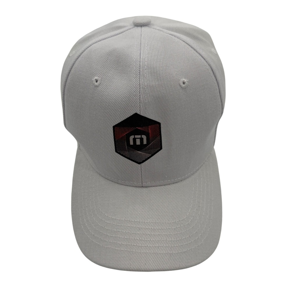 Men's Twill White w/ Black Vinyl Hexagon Logo Adjustable Golf Hat